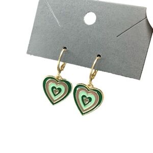 Green heart earrings